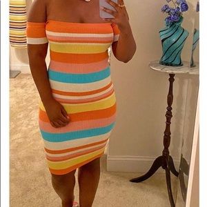 Off the shoulder rainbow dress size 6 or 8 US